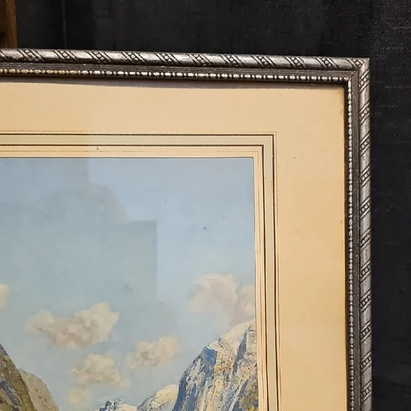 VTG Framed Mountain Landscape - The Fjord at Balestrand. - Picture 6 of 10